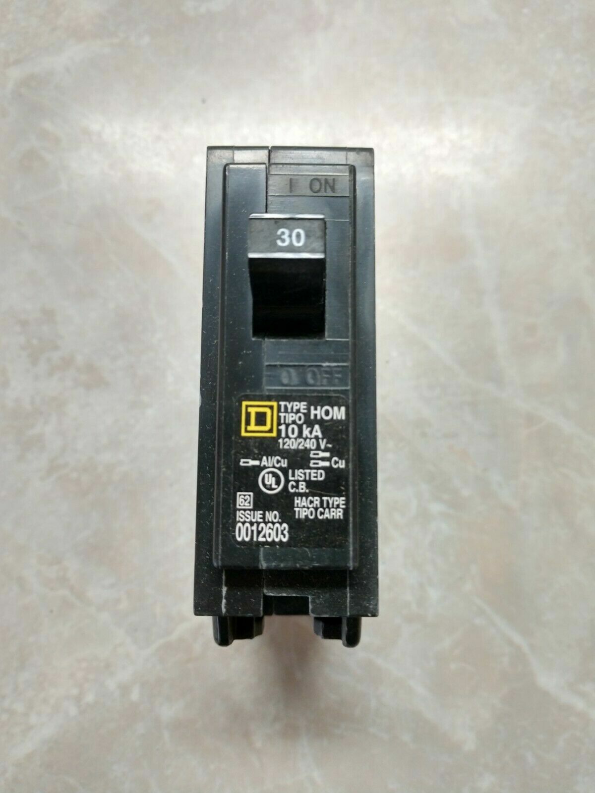 Square D HOM130 1-Pole 30-Amp 120/240V Plug-In Circuit Breaker