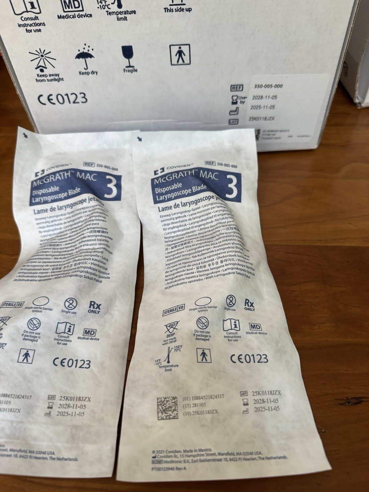 Count Of 2 Mac 3 mcgrath video laryngoscope blades Exp 2028