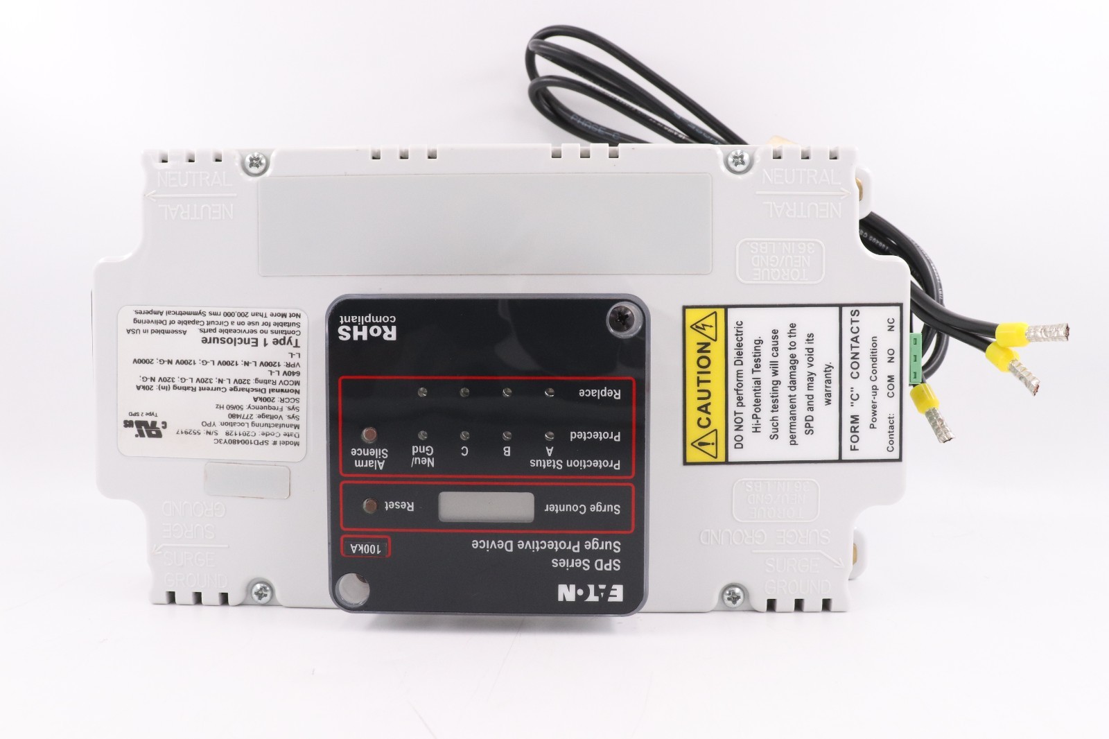 EATON SPD100480Y3C 100KA SPD/SURGE PROTECTIVE DEVICE, 480/277V 3-PHASE