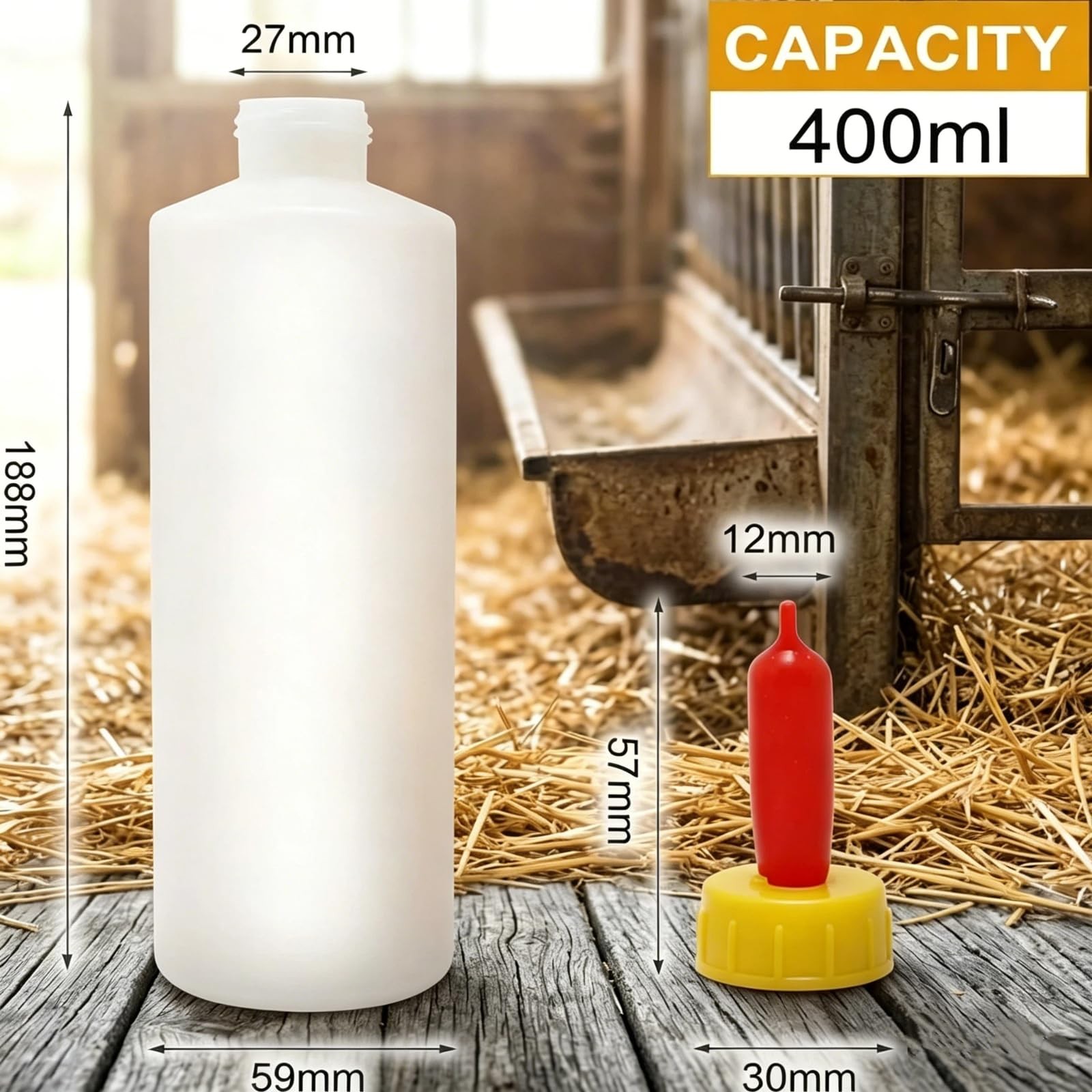 5 Pack 400ml Goat Lamb Feeding Bottles Silicone Nipples Milk Feeder Kit Small
