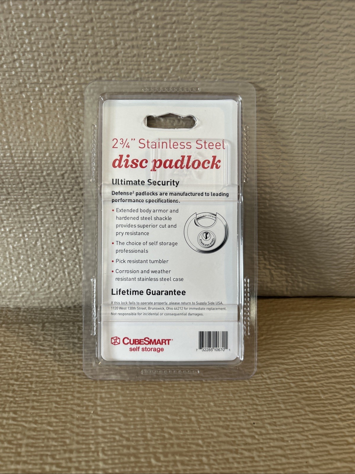 CubeSmart 2¾» Stainless Steel Disc Padlock