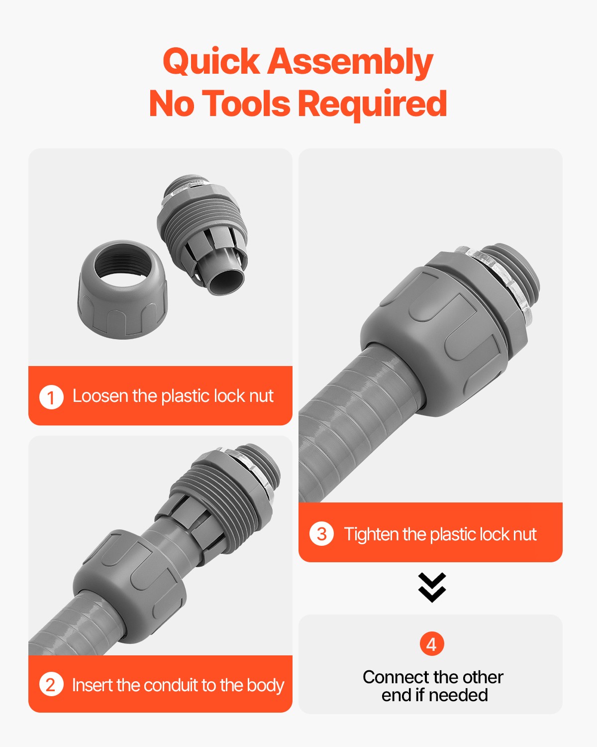 VEVOR 1/2 in 100 pcs Liquid Tight Connector Non-Metallic Conduit Fitting