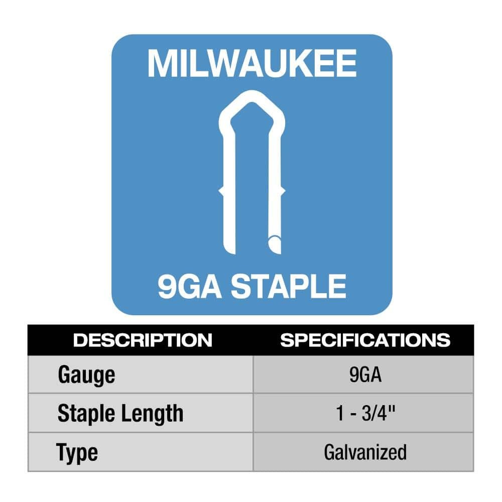 Milwaukee 1-3/4 in. 9-Gauge Galvanized Staples for M18 FUEL Stapler (960/Box)