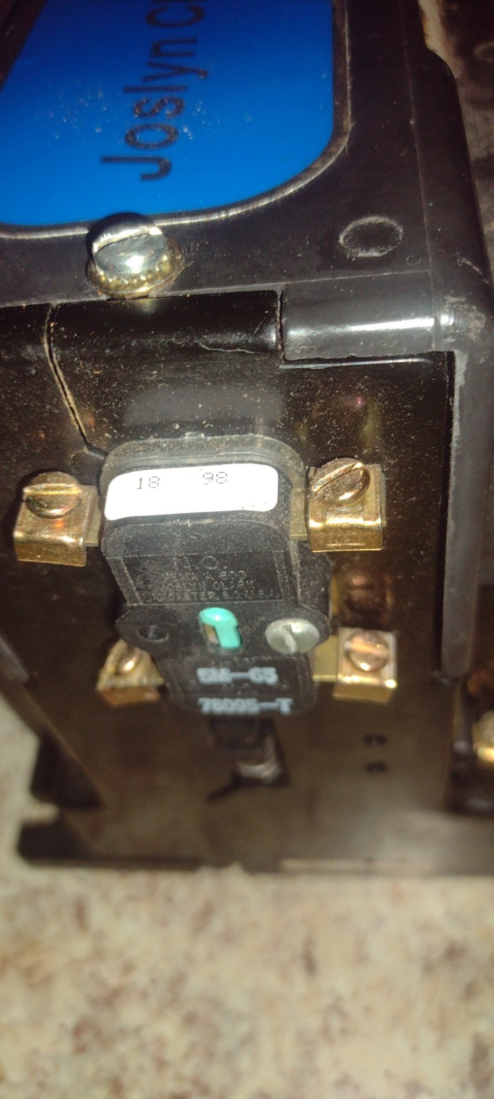 Joslyn Clark 5DP9 (?) Contactor, 260 Amp Or More, 2 Pole, 120 Volt Coil