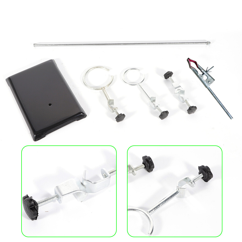 Lab Iron Stand Flask Condenser Clamp Ring Rack Set Support Holder Chemistry NEW