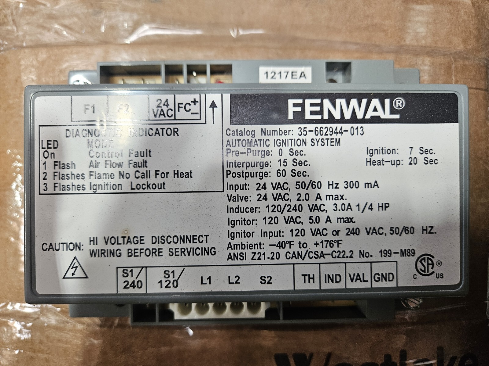 Fenwal 35-662944-013 Ignition Control System Max-e-therm / Mastertemp 42001-0052