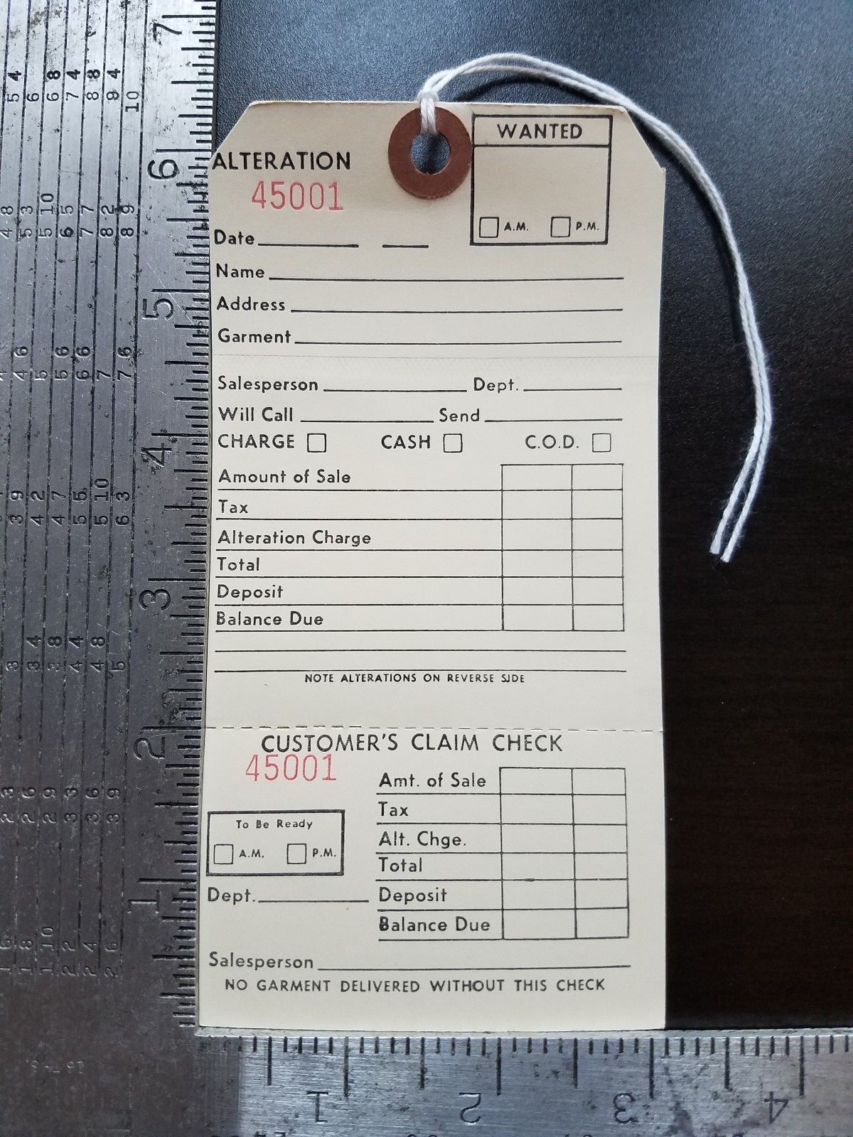 1000 Alteration Tags Reinforced with String Manila Merchandise Strung Ticket