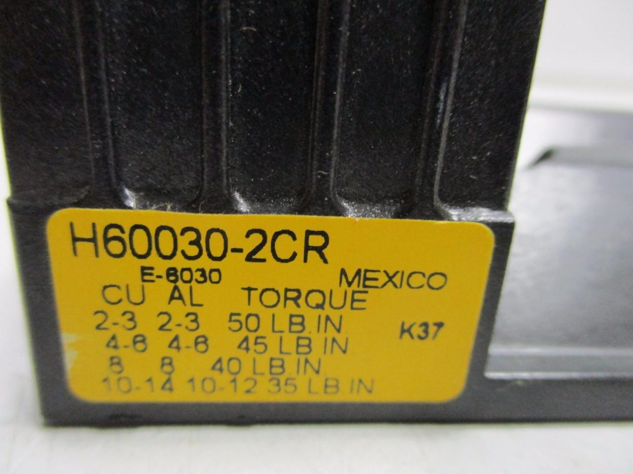 BUSS H60030-2CR Fuse Holder – Class H Fuse, 600V 30A 60C/75C Wire – NEW