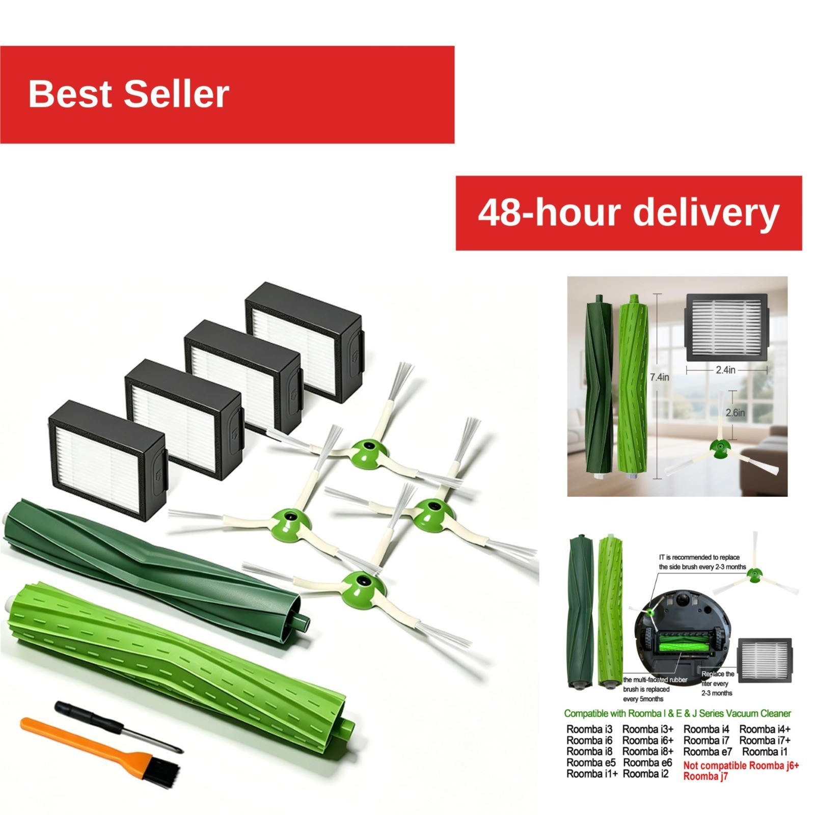 Replacement Parts for iRobot Roomba i7 i3 i4 i5 E5 E6 E7 – Filters & Brushes