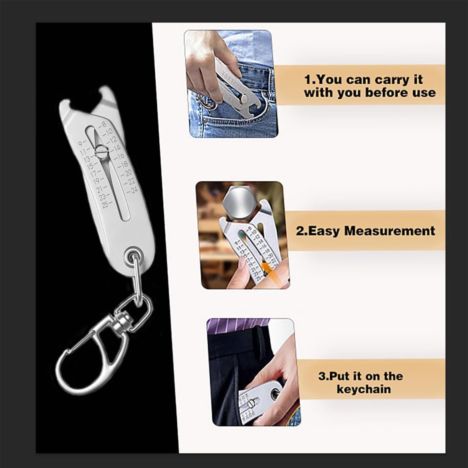 2PCS Portable Precise Thread Checker Keychain,Nut and Bolt Size Finder Keycha…