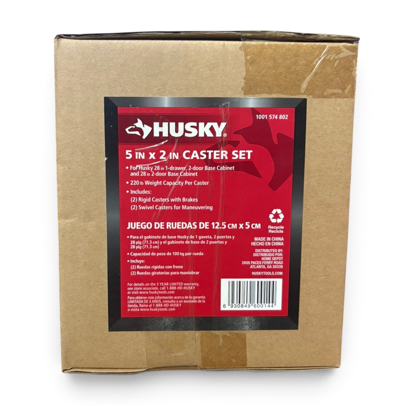 Husky 5 in. Caster Kit for Ready-to-Assemble Steel Garage Base Cabinets – NEW