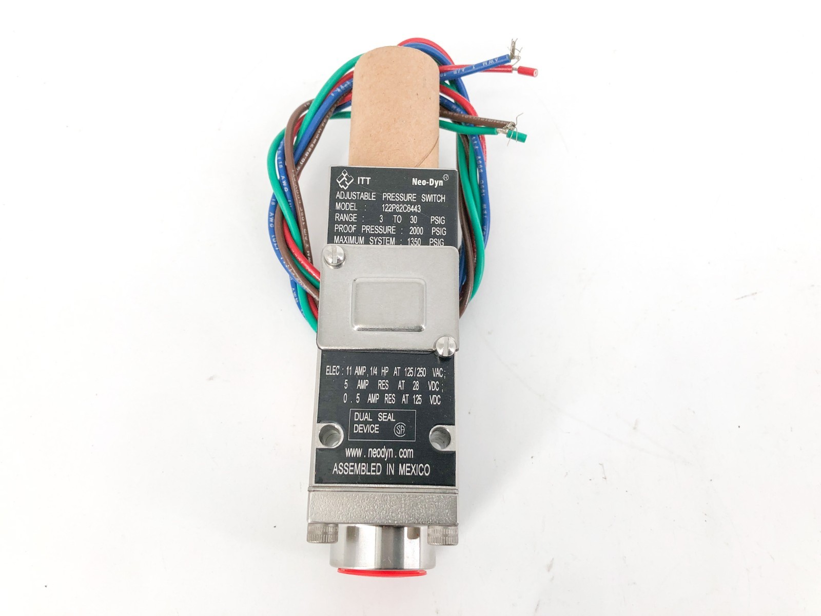 New ITT 122P82C6443 Adjustable Pressure Switch 3-30psig 125/250VAC 11A – No Box