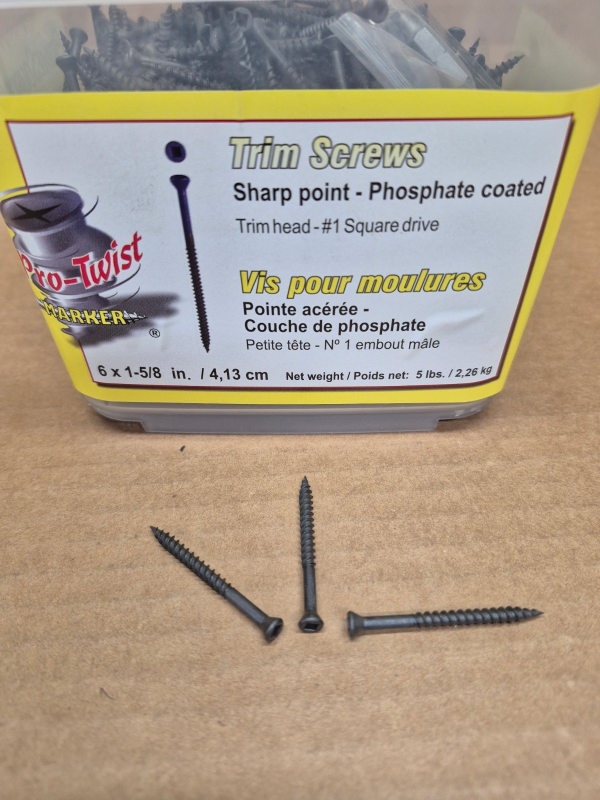 #6 x 1- 5/8″ Trim Screws Phosphate Coat 5LB 1,000 plus screws FREE SHIPPING