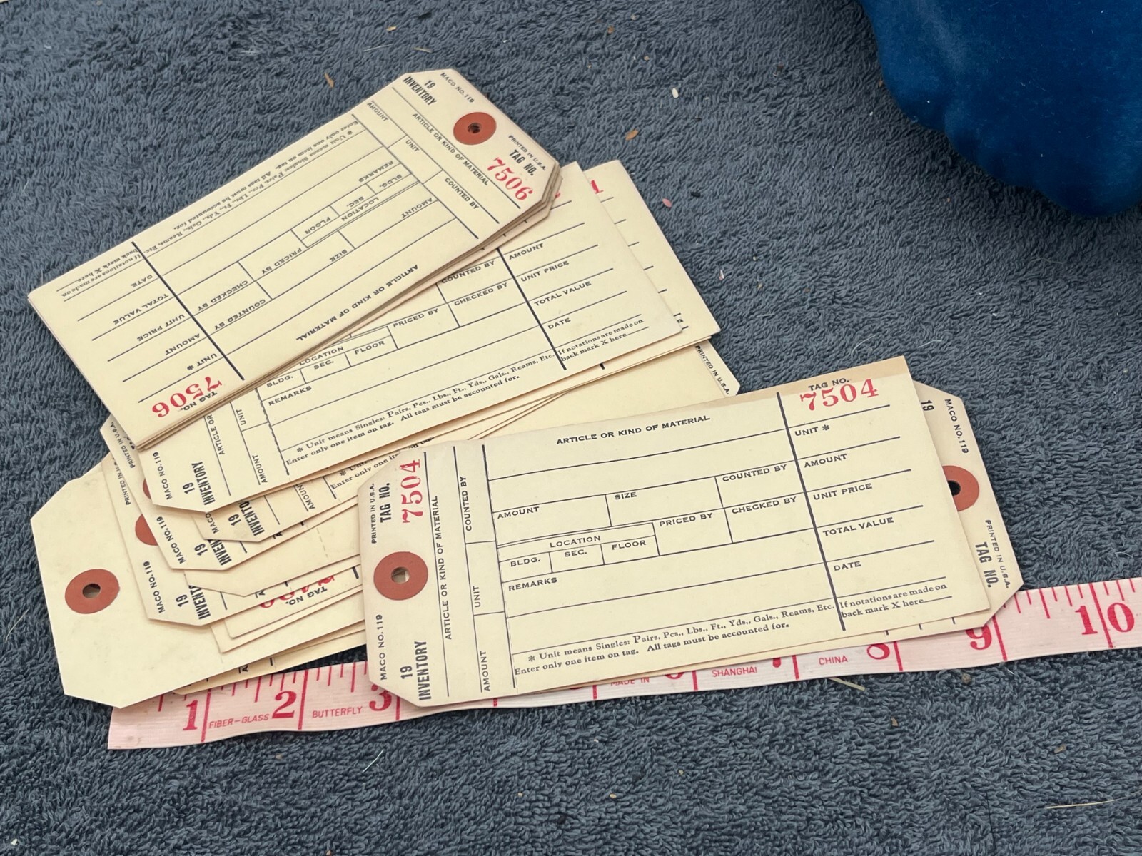 vintage deadstock inventory store label tags office antique numbered lot 50