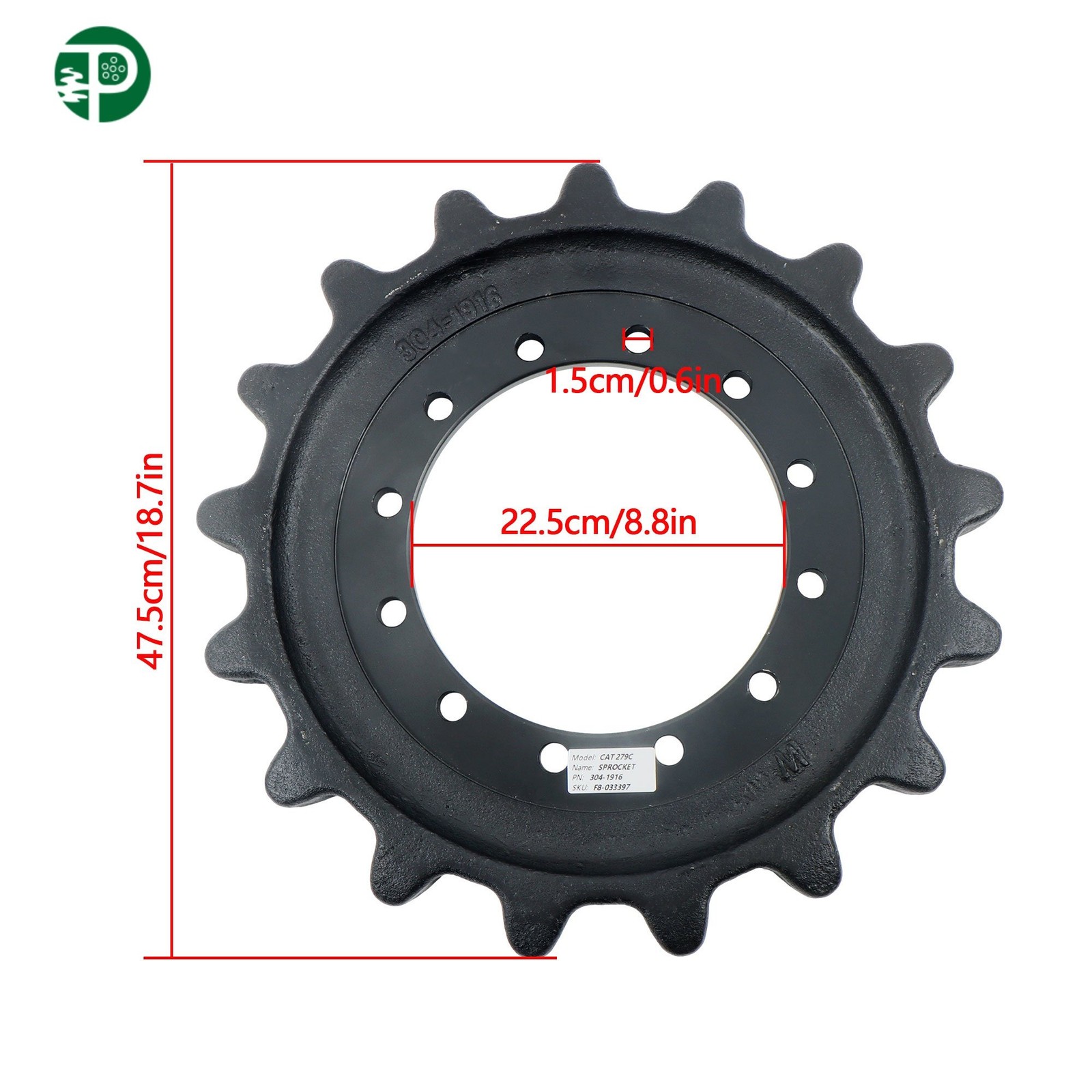 304-1916 Sprocket For CAT 279C 279D 289C 289D 299C 299D 12 Holes 17 Teeth