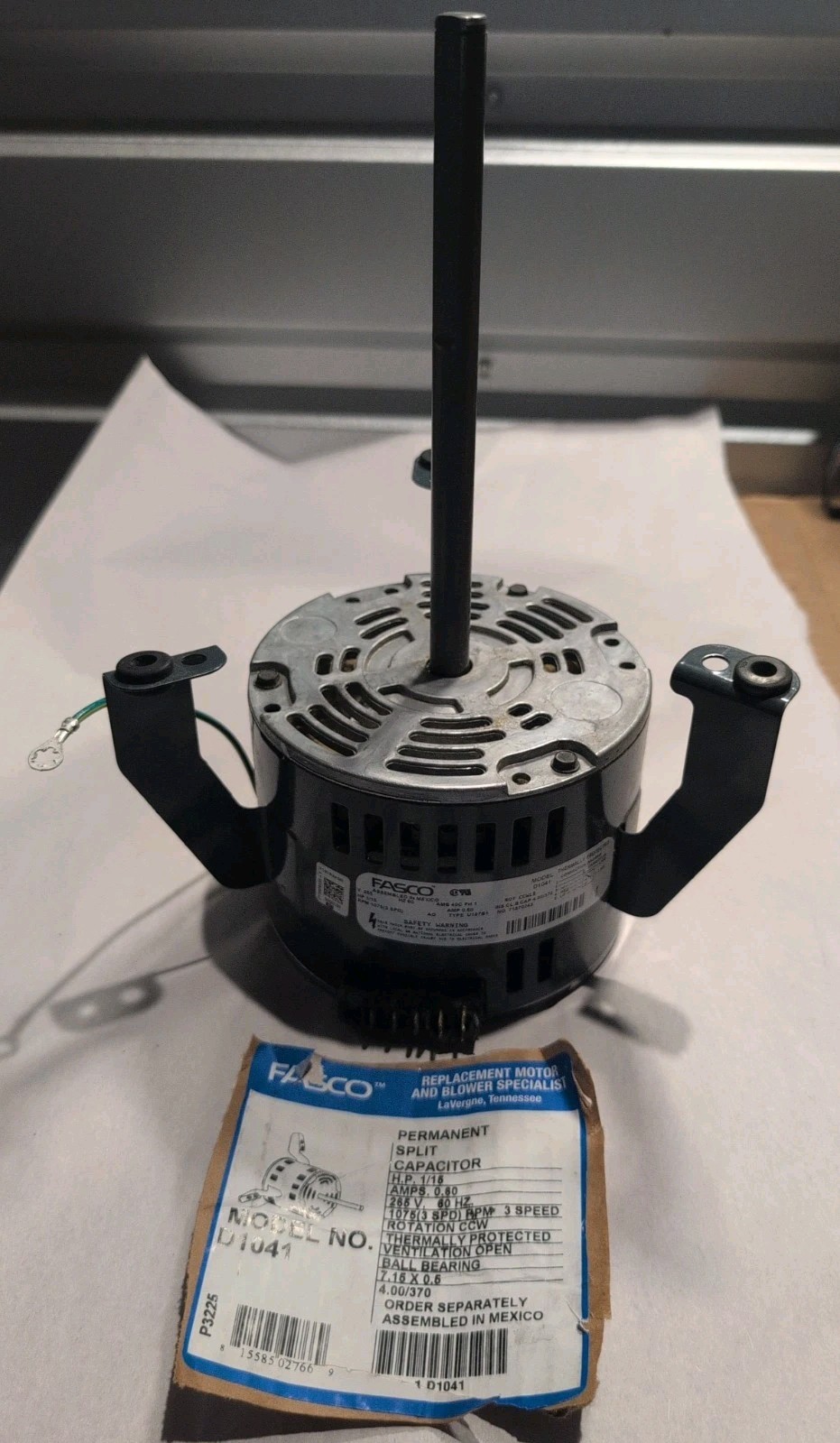 FASCO D1041 Motor 1/15 HP 1075 rpm 3 Speed 7.15×0.5 Shaft **READ**