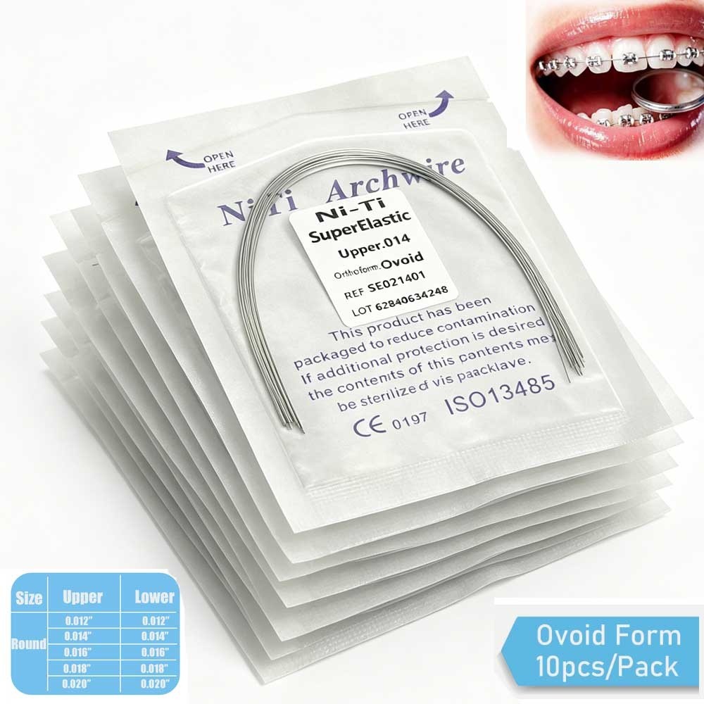 Dental Super Elastic Niti Arch Wire Round Ovoid Form Bracket Braces 10 packs