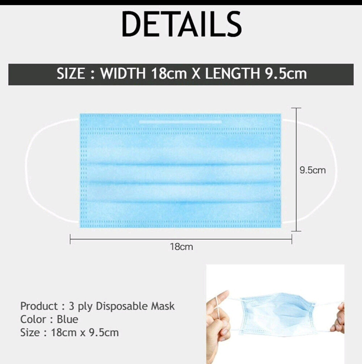 50 PCS Disposable Face Mask 3-Ply Non Medical Surgical Earloop Mouth Dust Cover