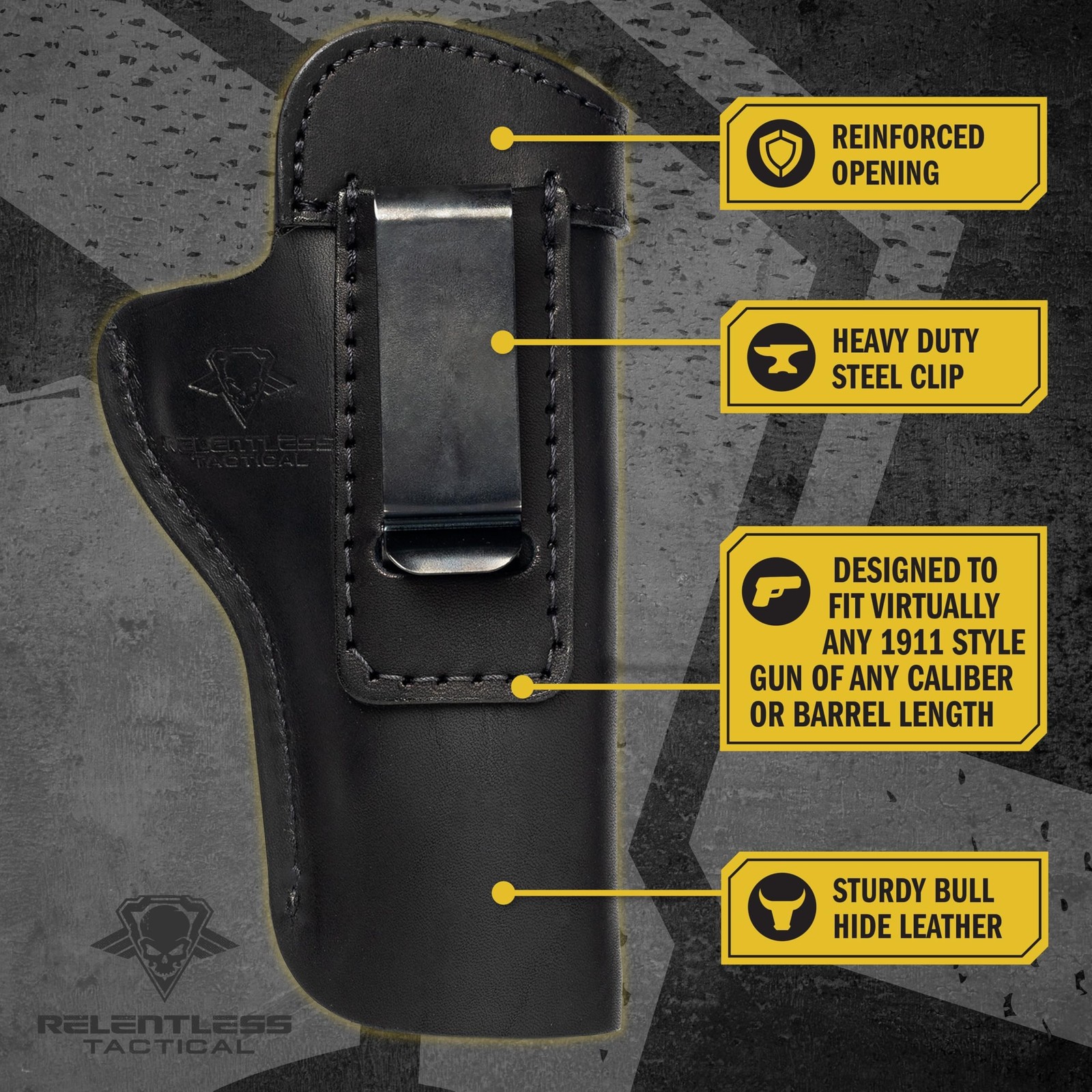 The Defender Leather IWB Holster for 1911 Style Handguns – Standard or Swe