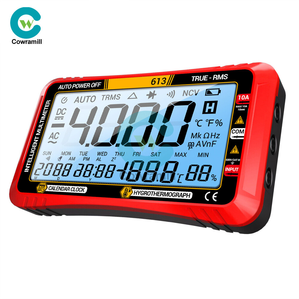 ANENG 612 613 AC/DC Digital Multimeter 4000Counts Calendar Temp Humidity Display