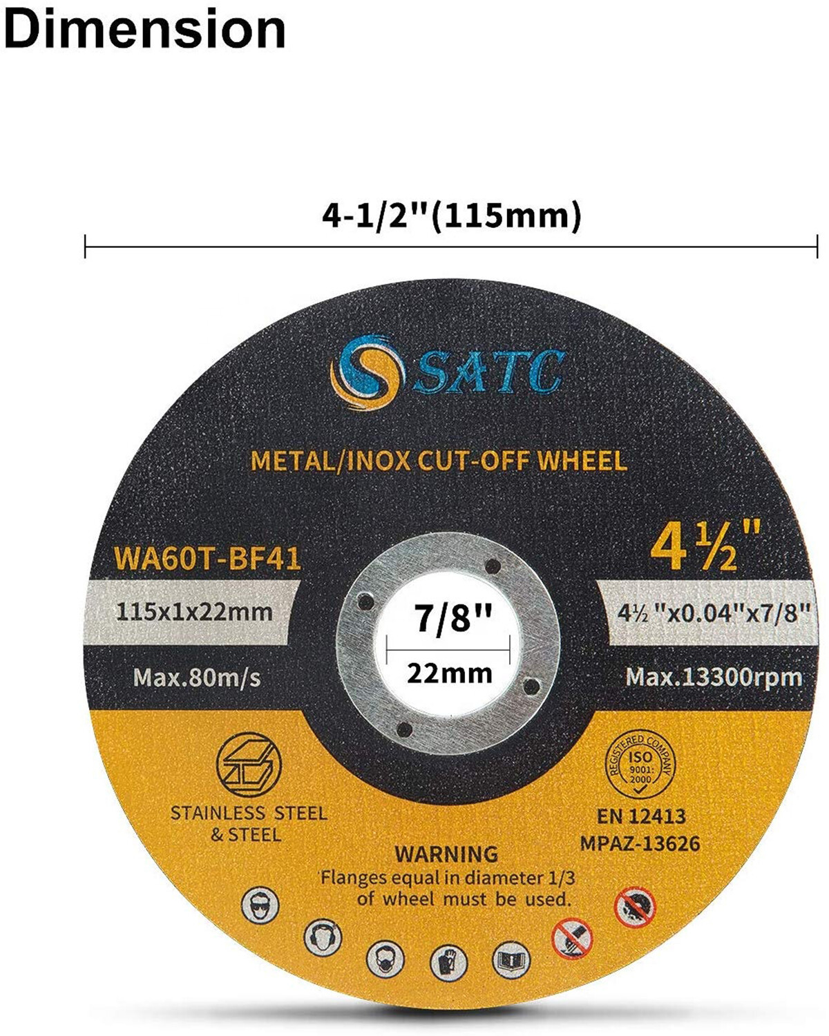 10 Pack 4.5 Cut Off Wheels 4-1/2 x .040 x 7/8 Cutting Disc Metal Stainless Steel