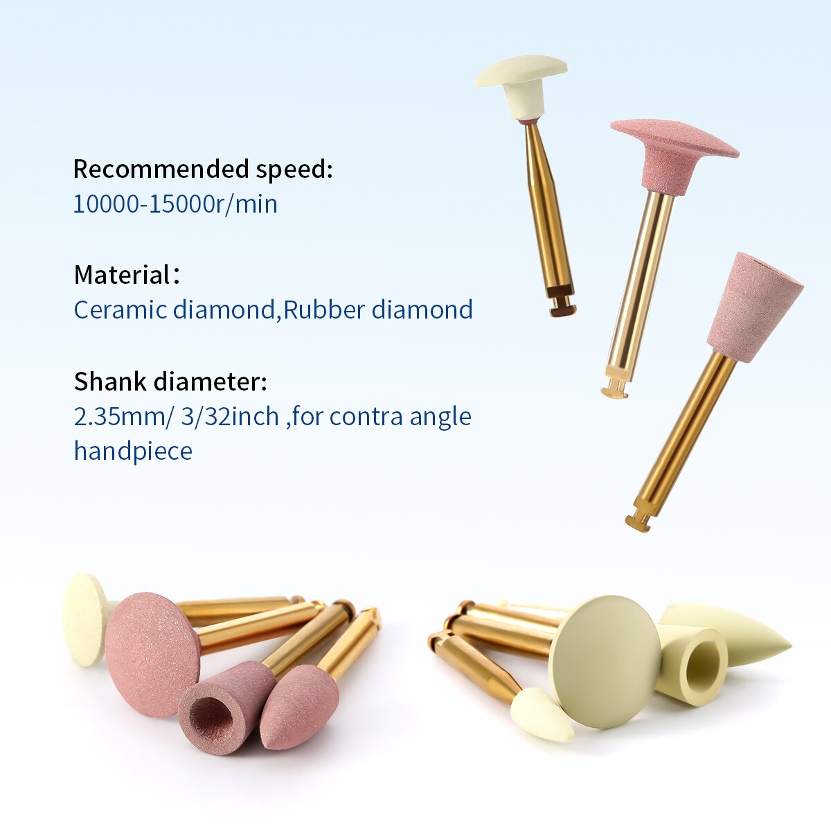 Dental HP RA Ceramic /Rubber Diamond Bur Zirconia Grinding and Polishing Kit