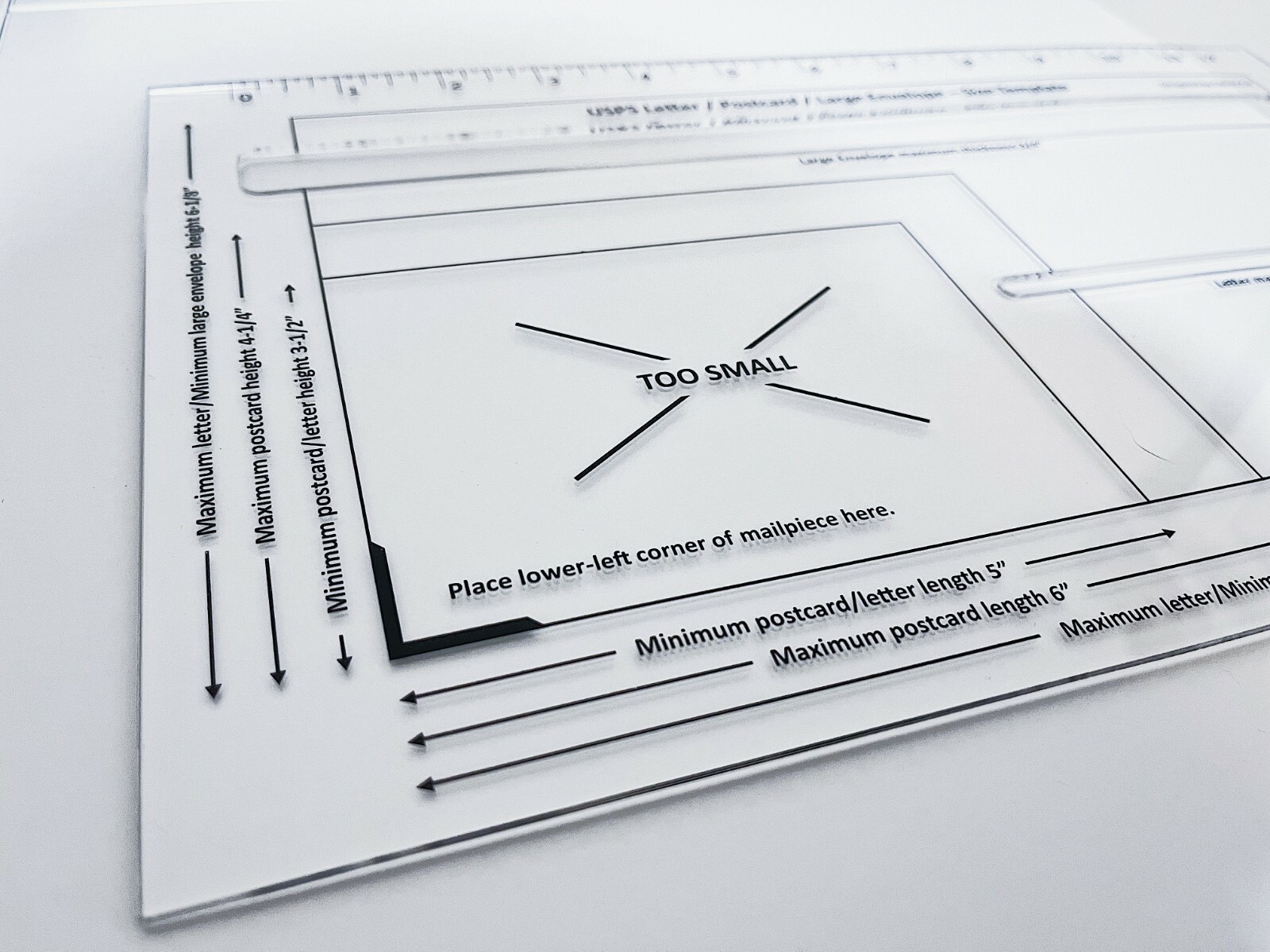Acrylic USPS First Class Template Measuring Postal Slot Gauge, Card Making Tool