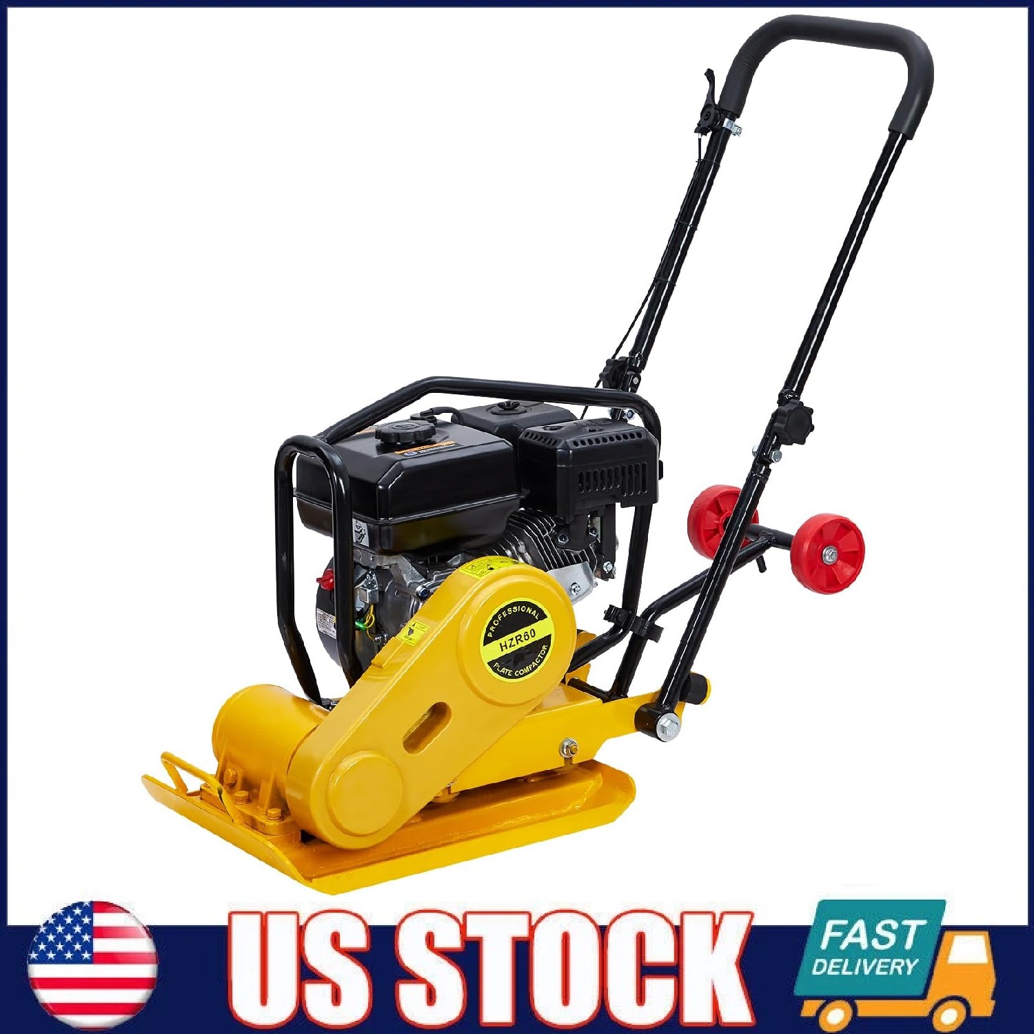 7HP Plate Compactor Rammer 212CC Gas Engine Walk-Behind Force Rammer Jack Tamper