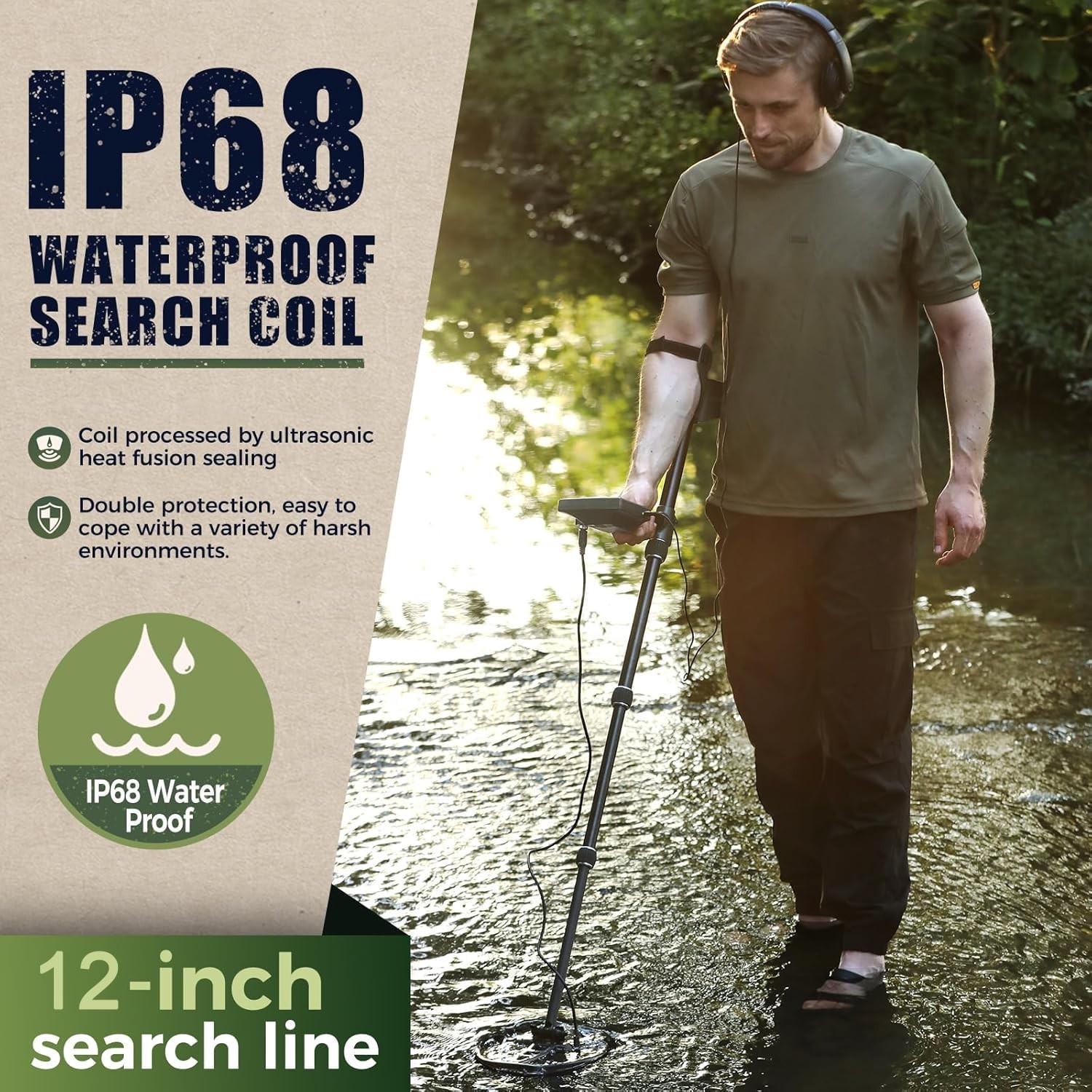 Professional Metal Detector for Adults,12″ IP68 Waterproof Search Coil with L…