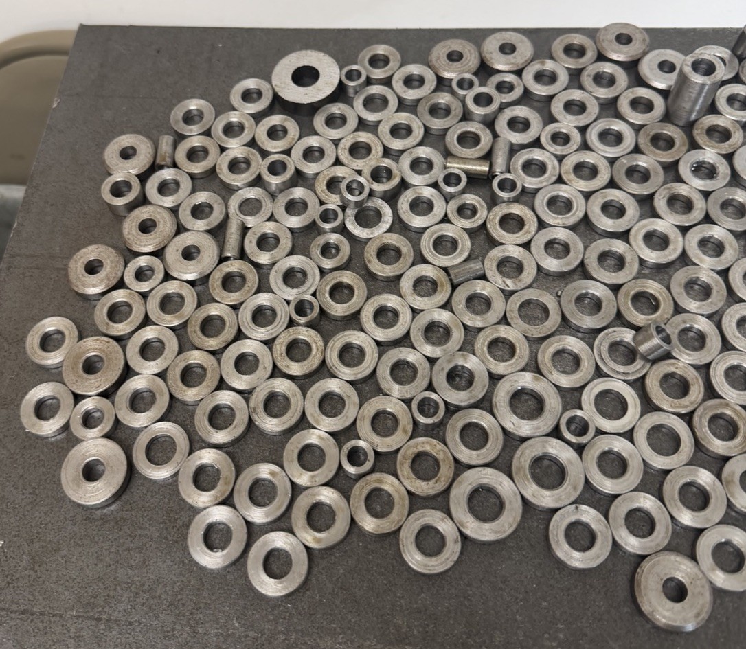 Mixed Steel Round Washers & Spacers – 5.50 LBS (195 PCS) – CNC Lathe Metal
