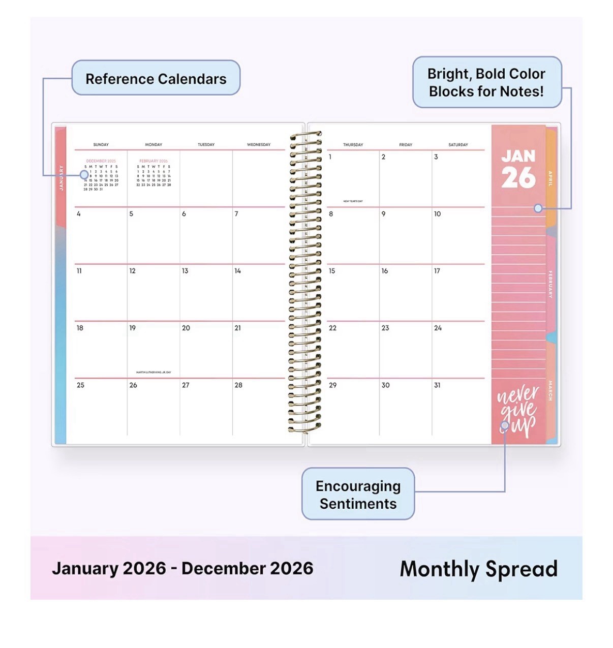 Livewell 2026 Daily and Monthly Planner Calendar, January 2026 – December 202…