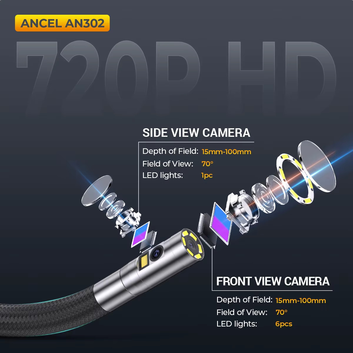 4.3-inch IPS LCD Articulating Inspection Borescope Camera Endoscope Dual Lens
