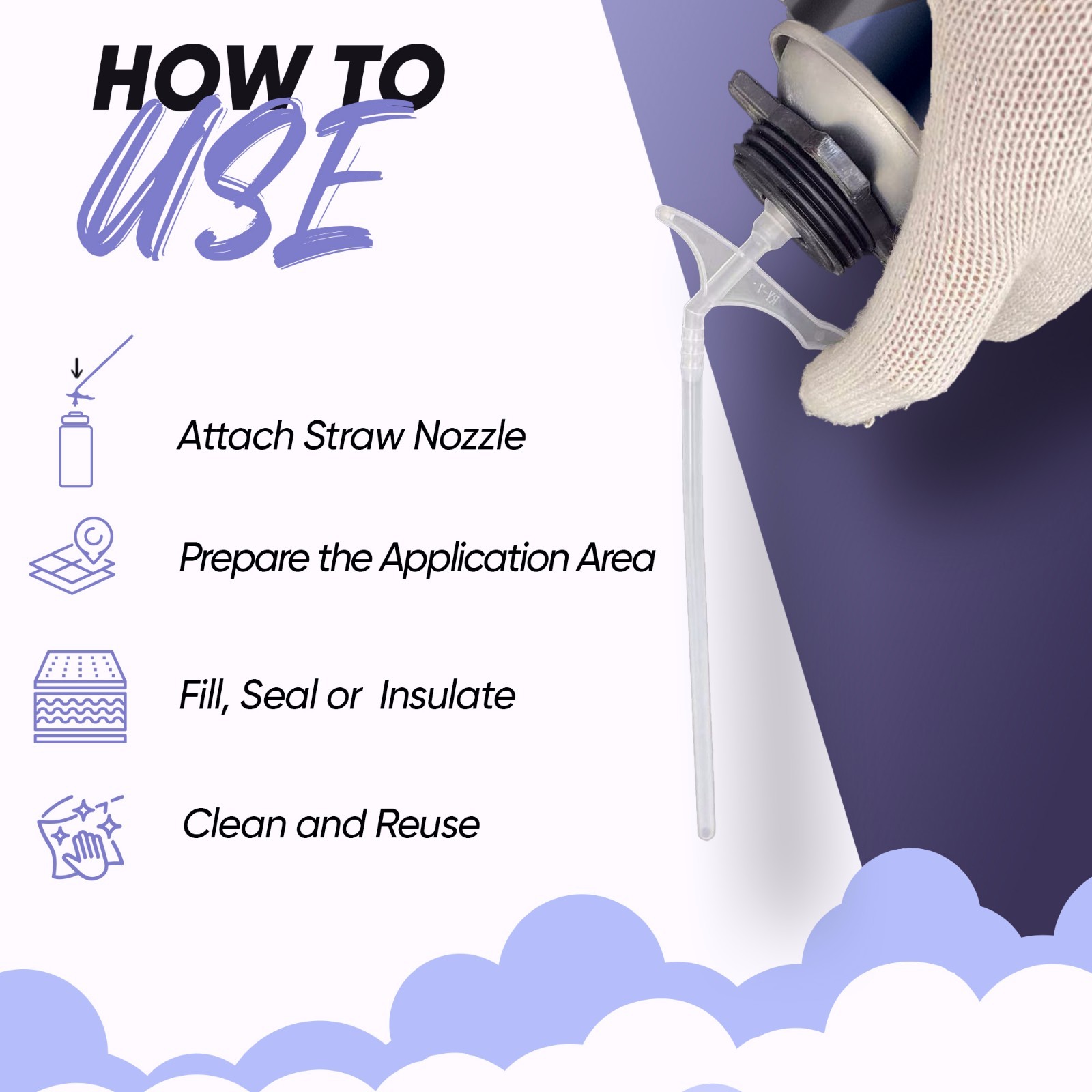 Spray Foam Replacement Tubes – Pack of 6, Insulating Foam Spray Nozzles for Gaps