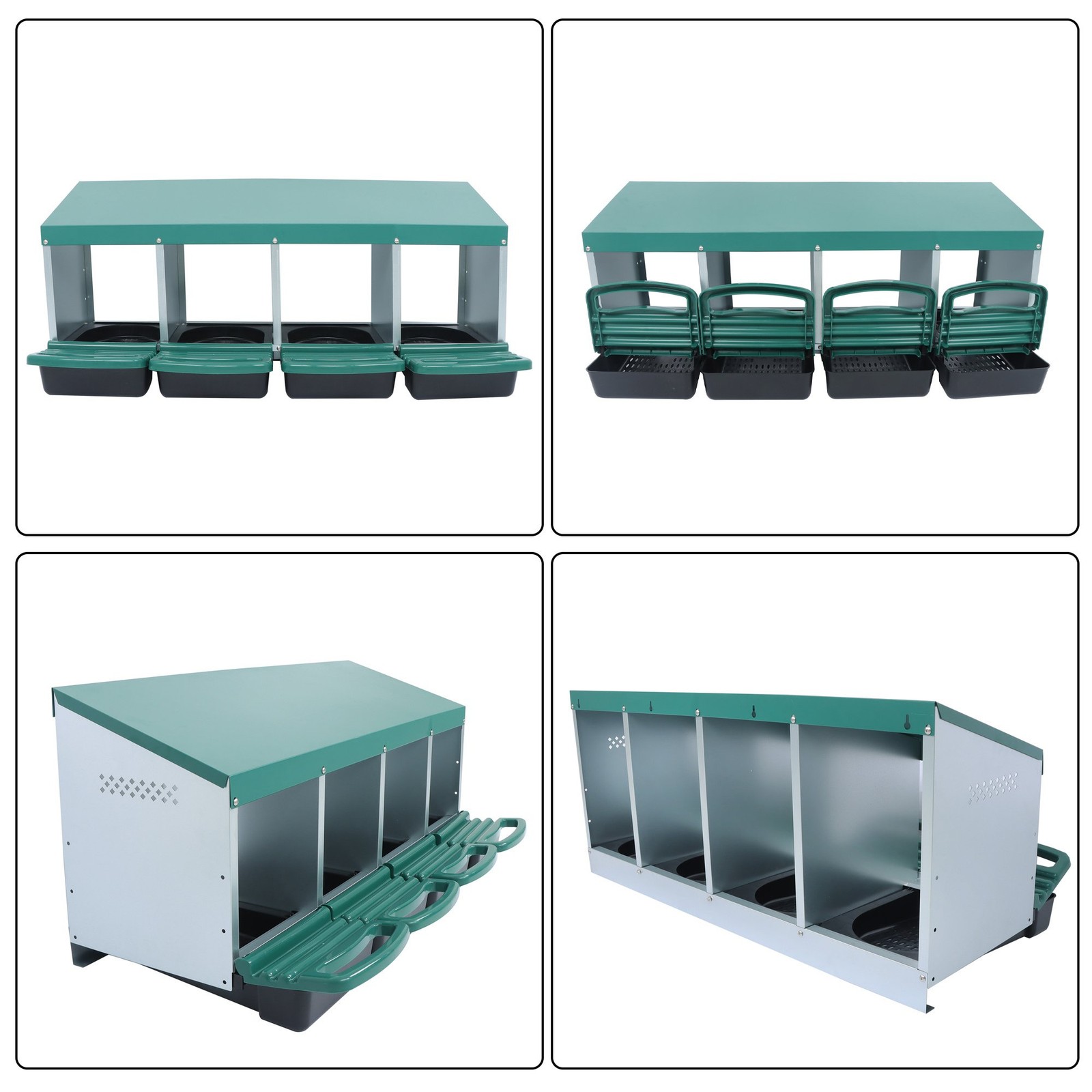 4 Holes Rollout Egg Collection Green Chicken Nest Box Hen Laying Nest Boxes Coop