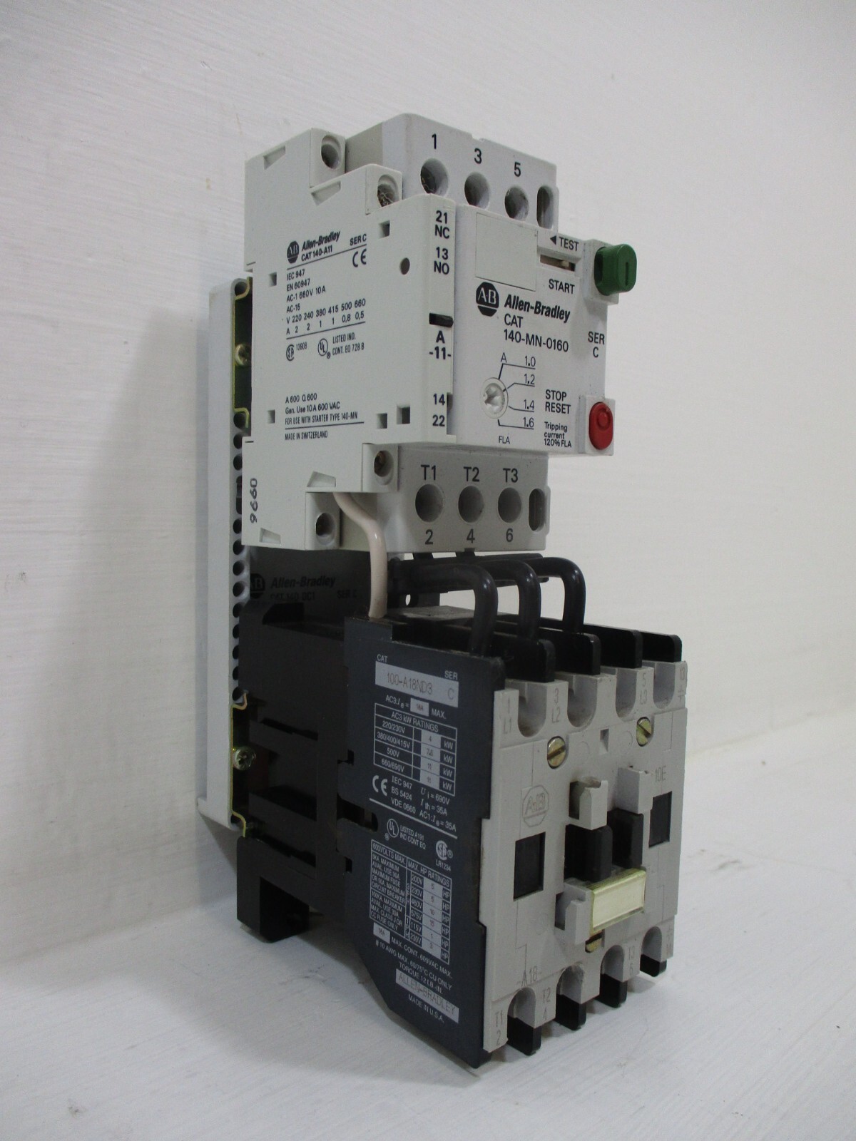 Allen Bradley 140-MN-0160 Manual Motor Starter 100-A18ND3 120V Coil 1-1.6 Amp