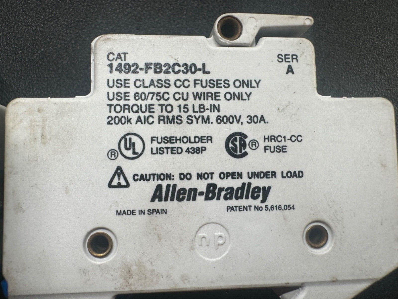 3 USED AB 1492-FB3C30-L, 1492-FB2C30-L, 1492-FB1C30-L Fuse Blocks 600V AC/DC 30A