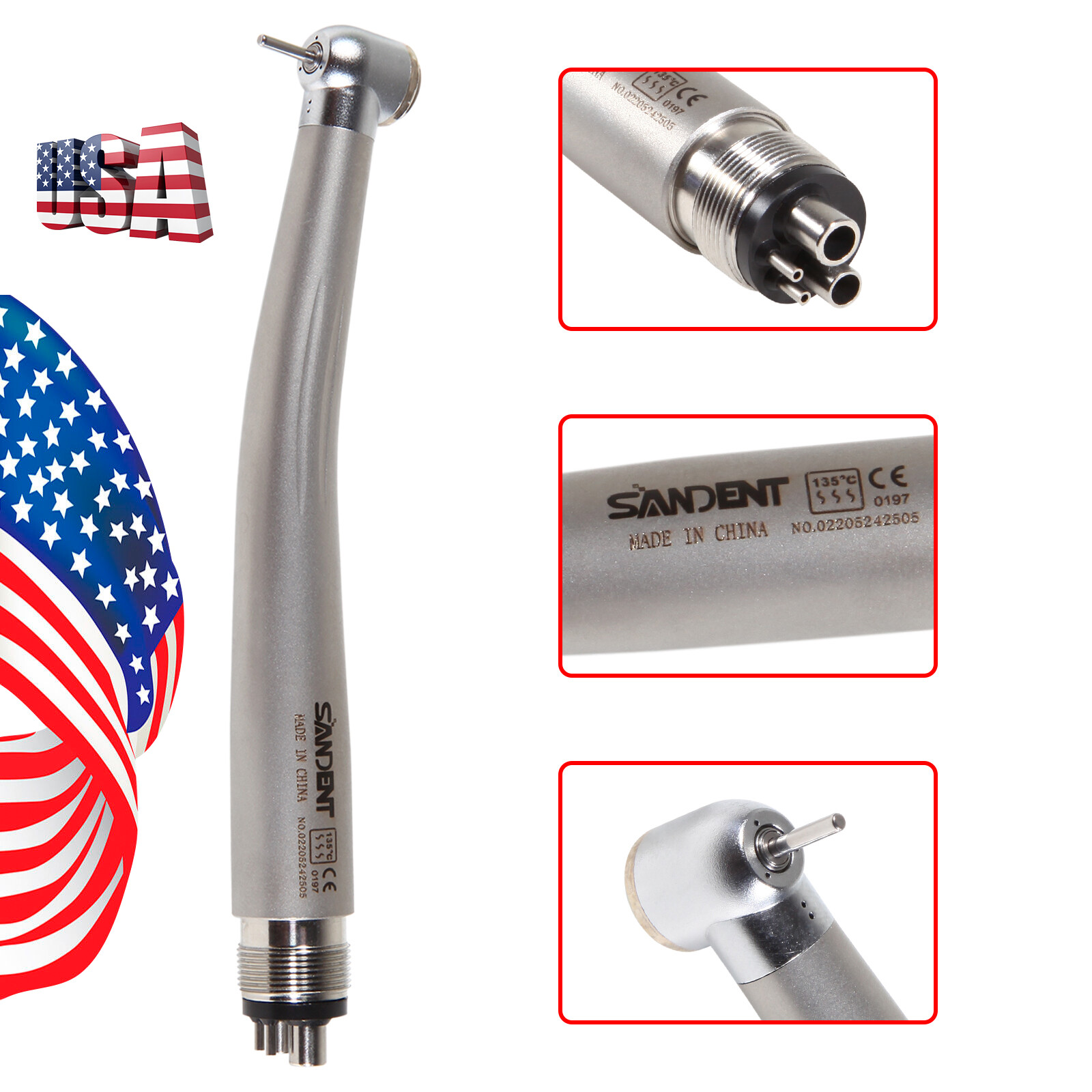 SANDENT NSK Style Dental High Speed Handpiece Push Button Turbine 2Hole 4Hole su