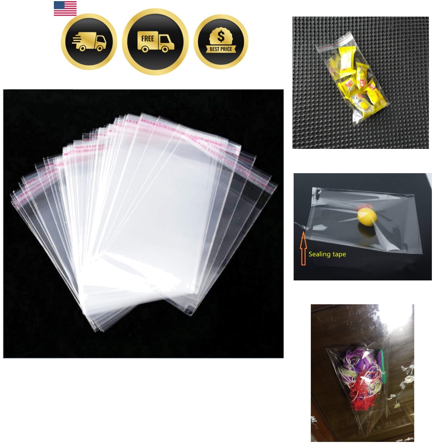 Self Sealing Cellophane Bags Self Adhesive,3X4 Inches Clear Resealable Cellop…