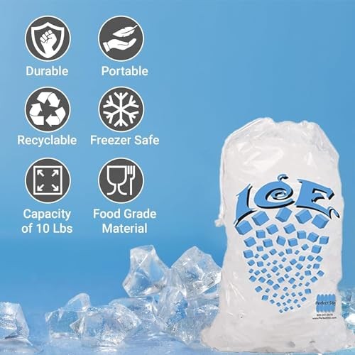 100ct 10lb Clear Cotton Drawstring Ice Bags 1.5 Mil Durable for Food Service