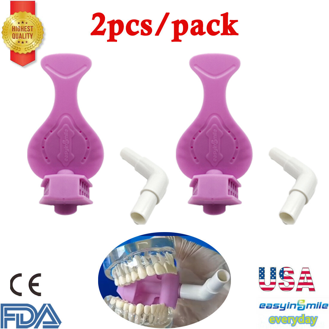 2Pcs Dental Lab Saliva Suction Tube Dryshield Isolation Mouth Pieces Bite Block