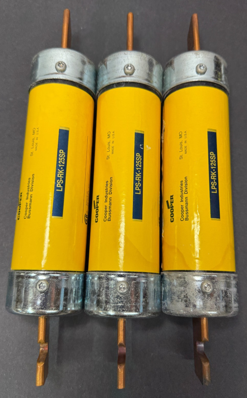 **Lot of 3** Bussmann LPS-RK-125SP 125A Class RK1 600V 200kA Time Delay Fuses