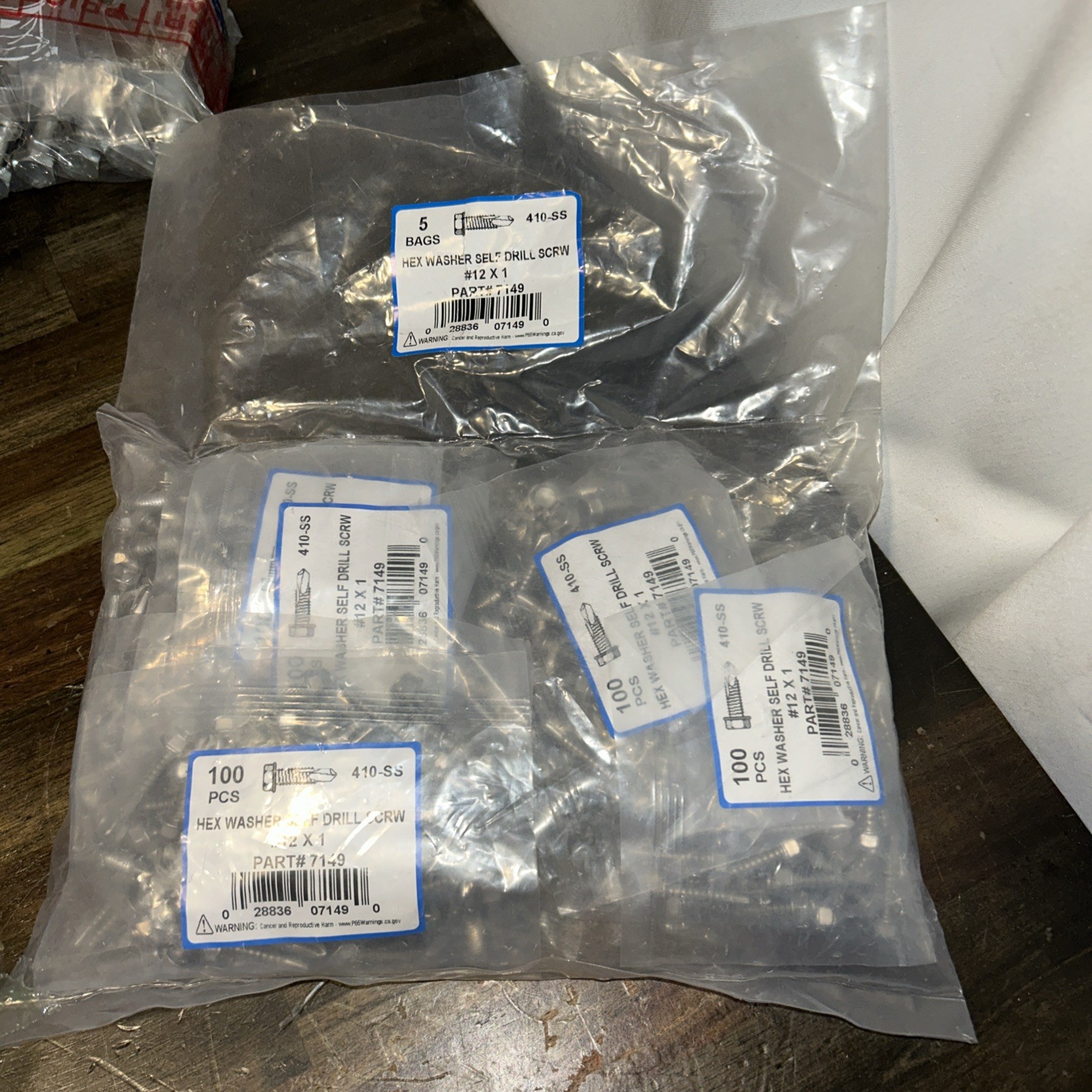 (500)#12 Hex Washer Head Self Drilling Sheet Metal TekScrews 410 Stainless Steel