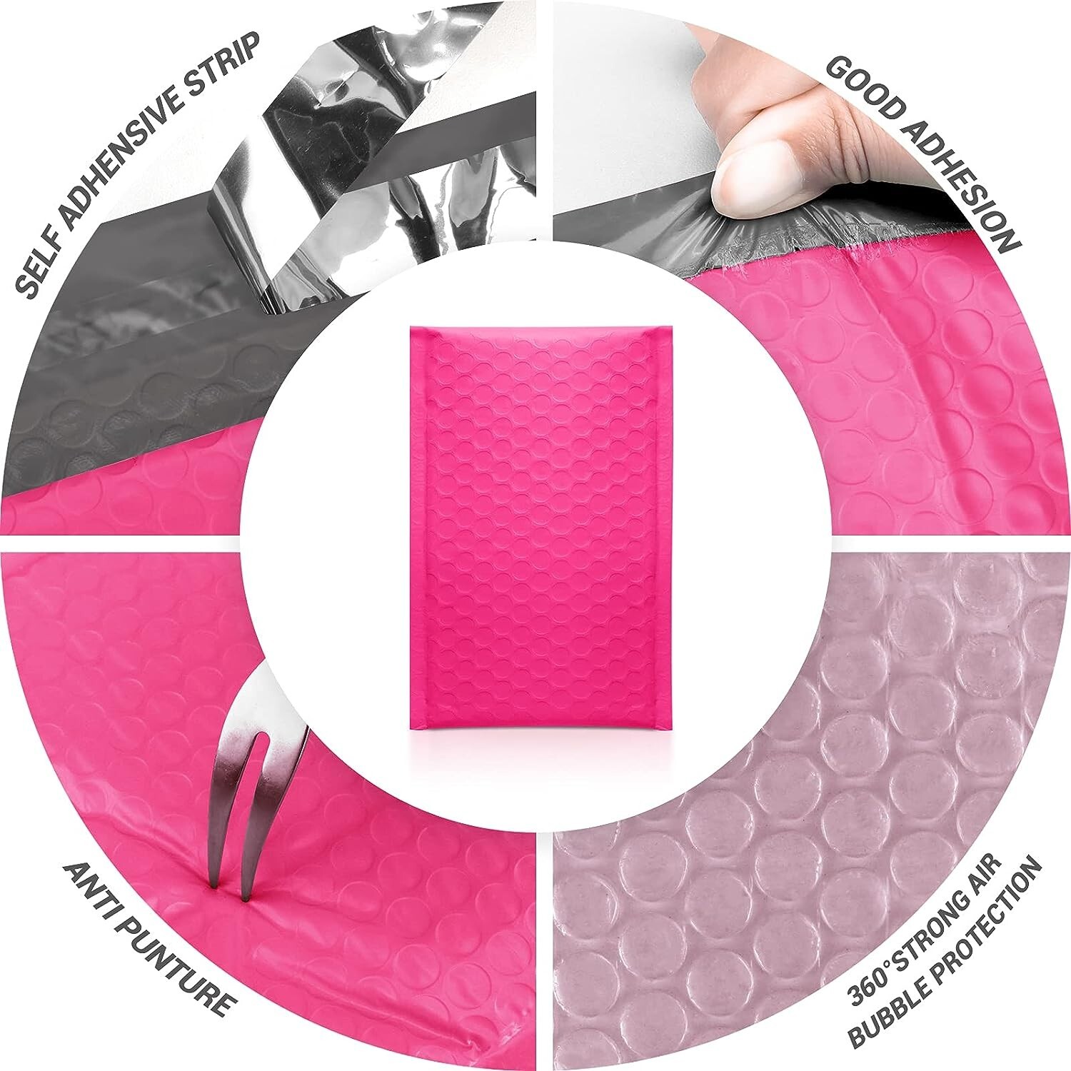 50 #000 4×8 Pink Poly Bubble Padded Envelopes Self-Sealing Mailers
