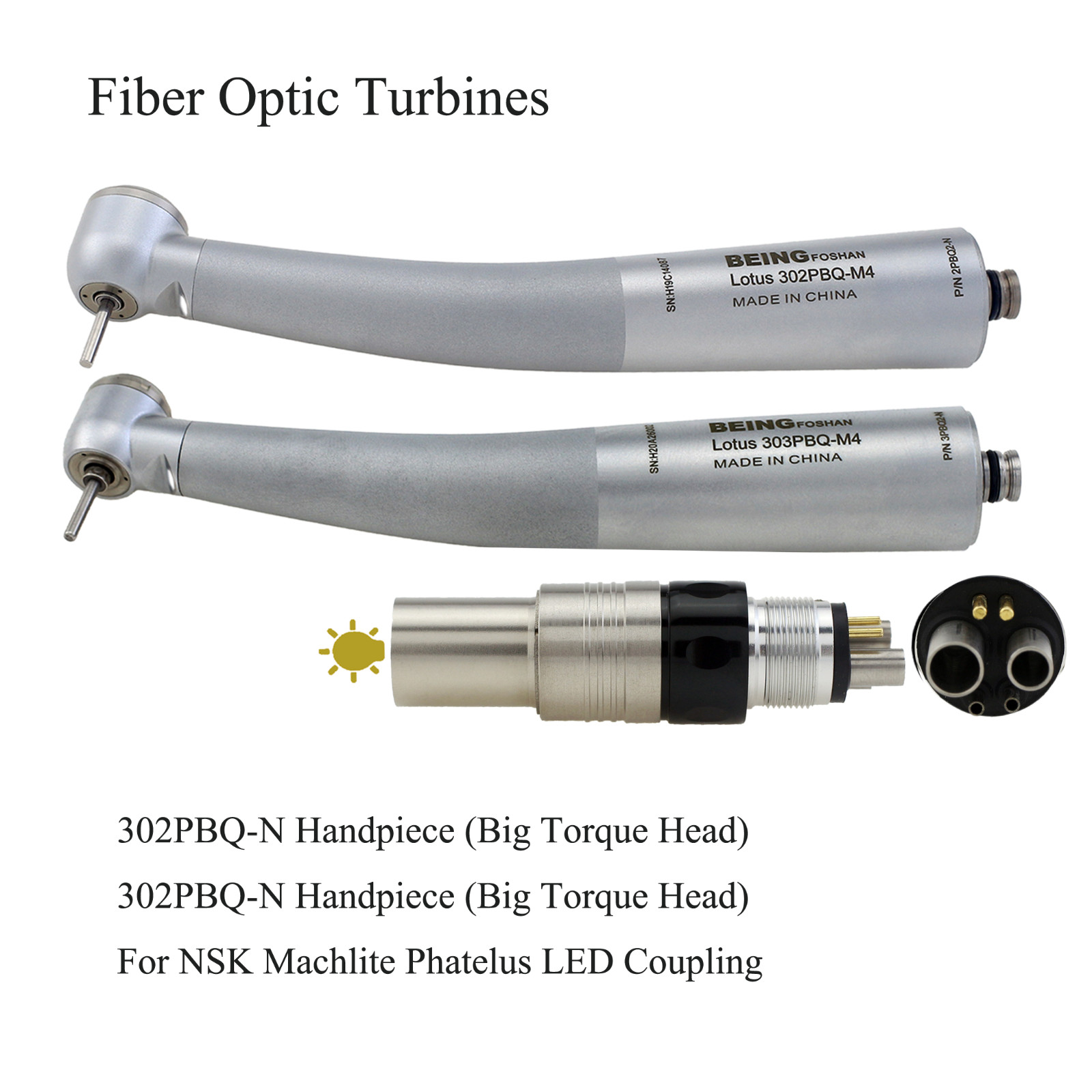 BEING Dental High Speed Handpiece Fiber Optic Turbine LED Coupler fit NSK
