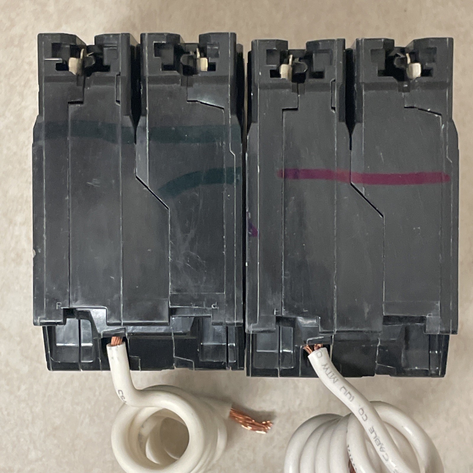 (2) GE Ground Fault Circuit Breaker THQL2150GFT2P 50A Double Pole 120/240 VAC