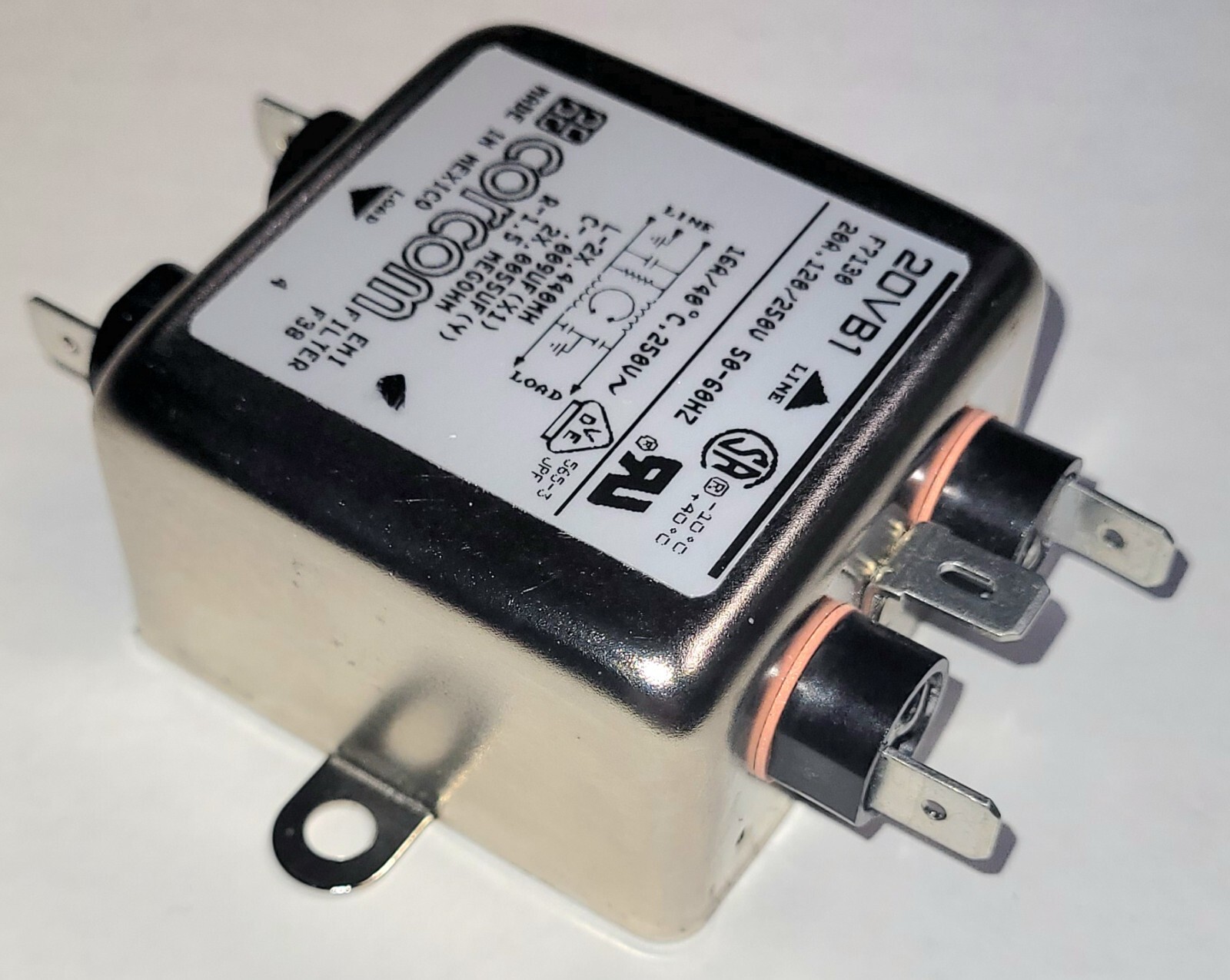 TYCO, Corcom, EMI Line Filter, 20VB1, F7130, 20A, 120V, 250V, NEW, USA STOCK