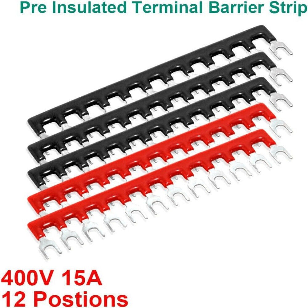 12-Positions Dual Row 600V 15A Screw Terminal Blocks Pre-Insulated Barrier Strip