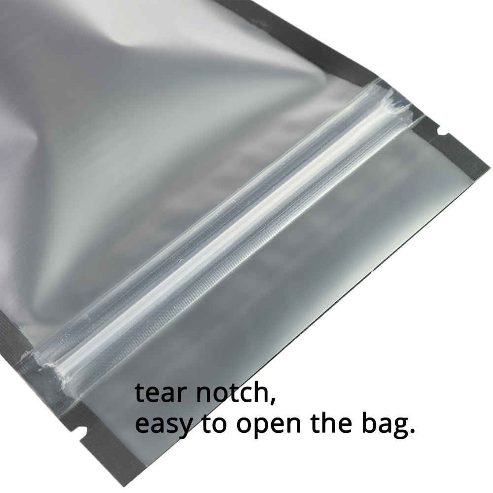 5x7in Matte Clear Front Black Back Mylar Stand up Zip Lock Bag w/Machine B03