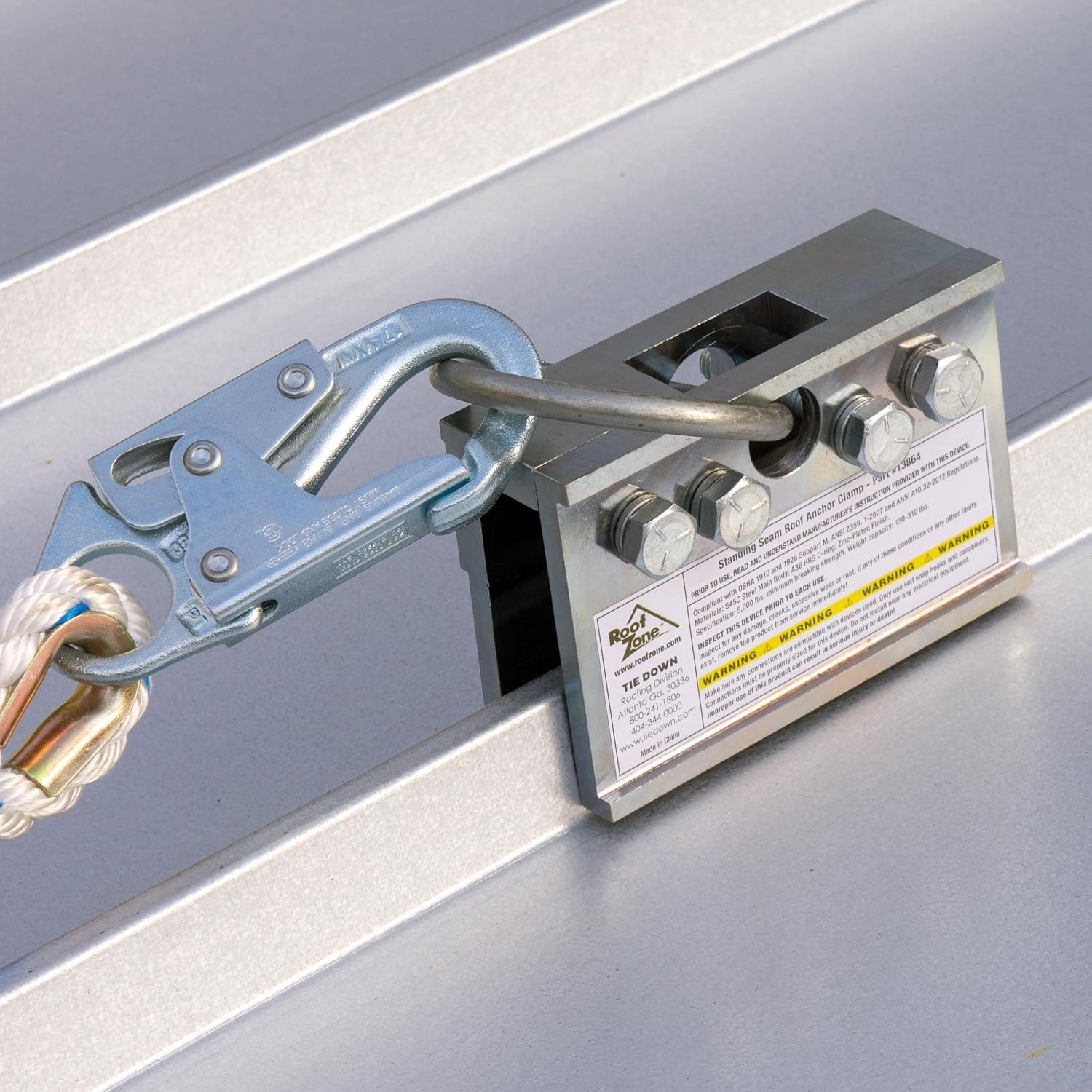 Roof Zone 2-Way Standing Seam Roof Anchor Clamp Tie Down 13864, 5000 lb Rating