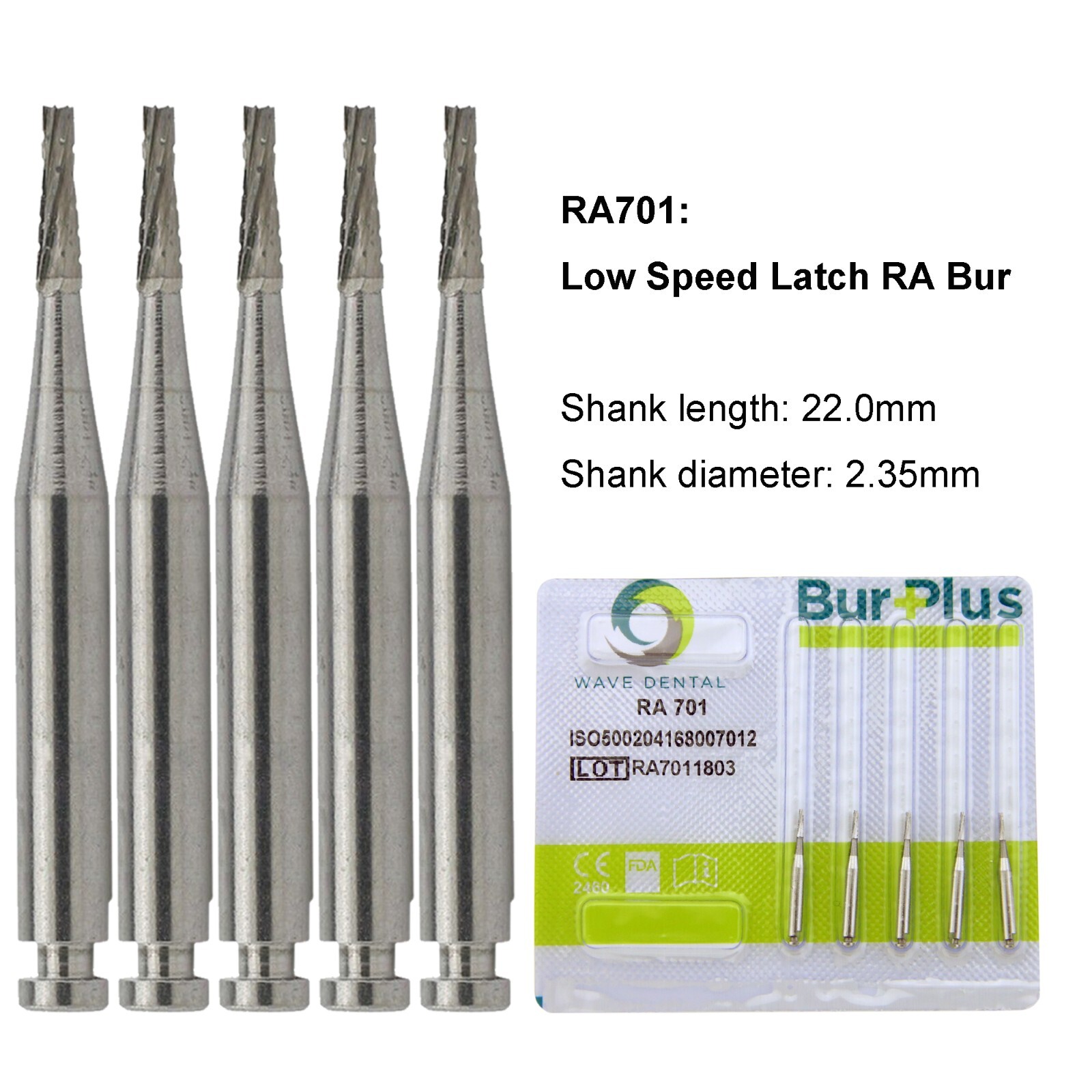 WAVE Dental Latch Carbide Burs Round RA Slow Speed Straight Handpiece Bur 44.5mm
